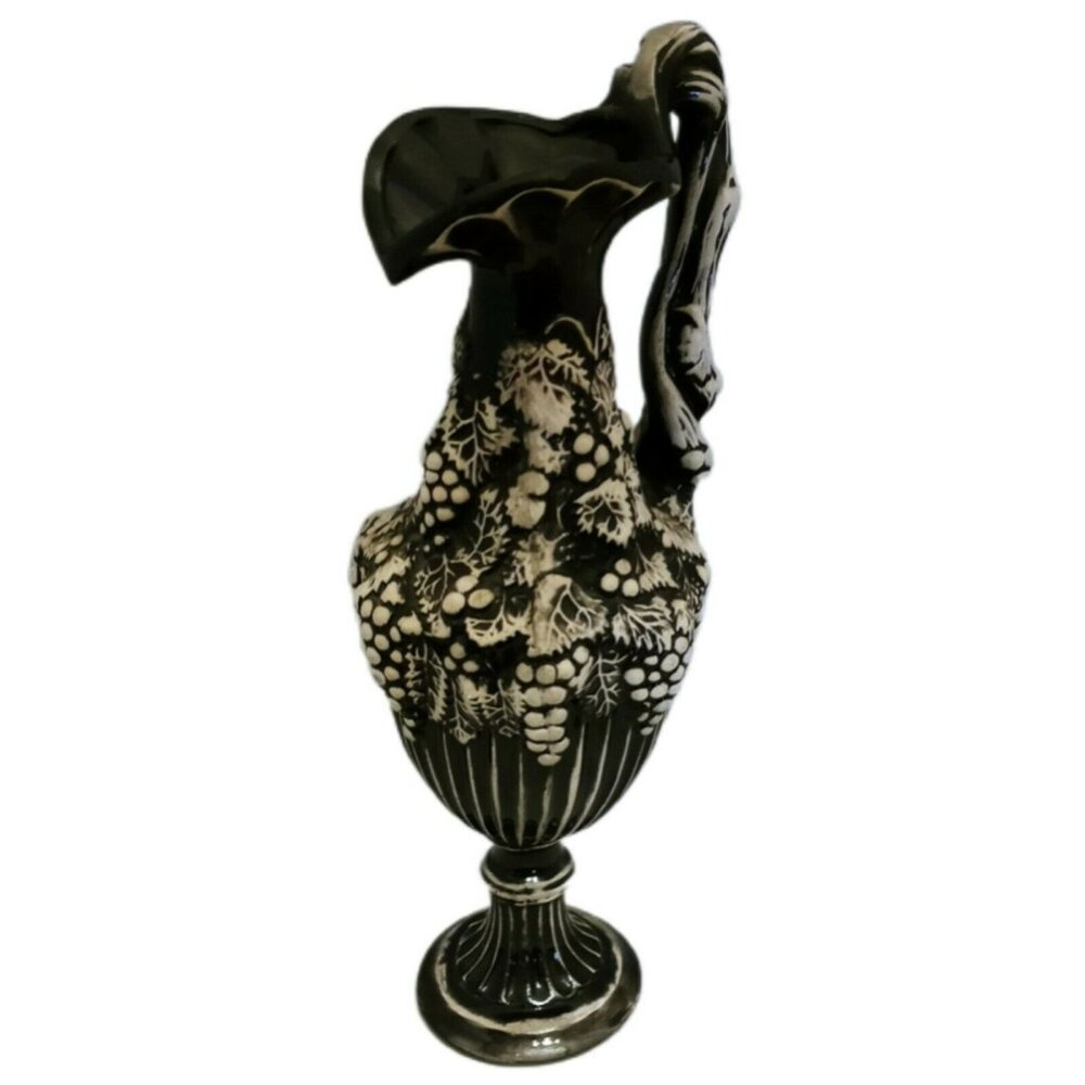 Vintage 60's Arnels Ceramic Vase Pitcher Grape Vine Majolica